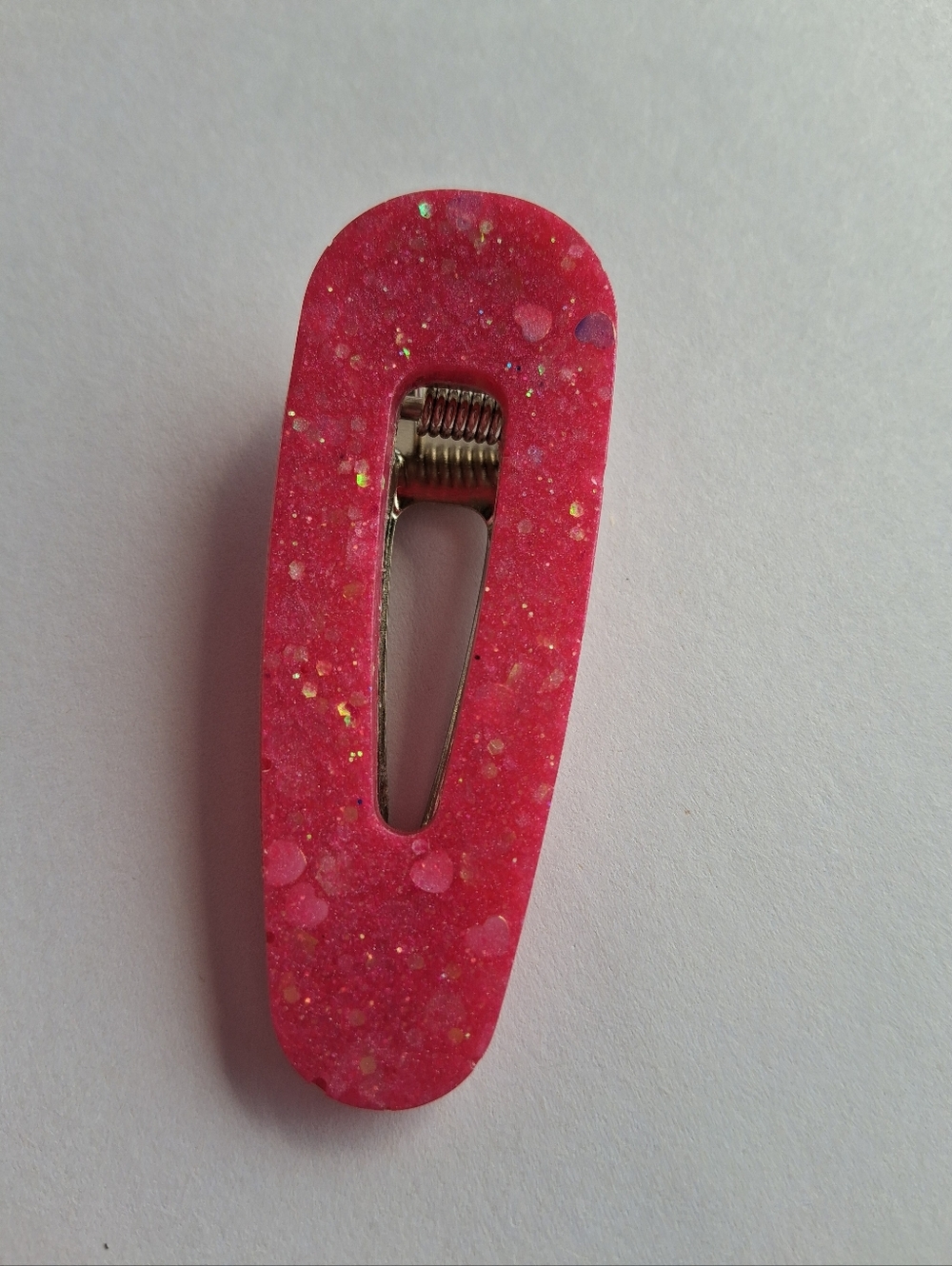 5/$25 Hand Crafted Hot Pink Glitter Resin Snap Clip